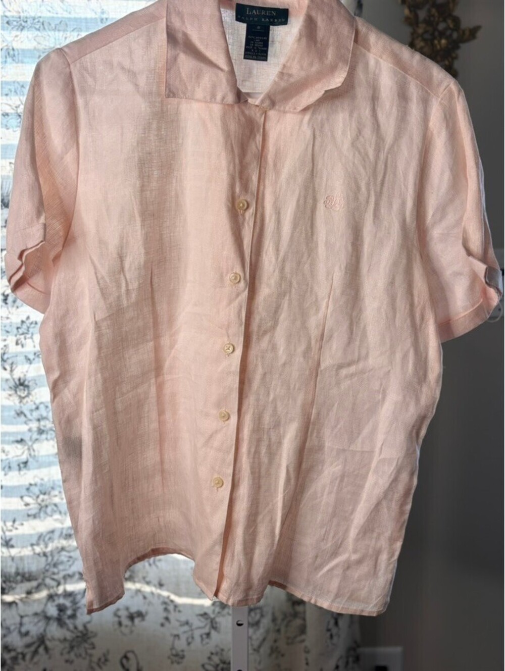 Lauren Ralph Lauren 100% Linen Blush Pink Shirt